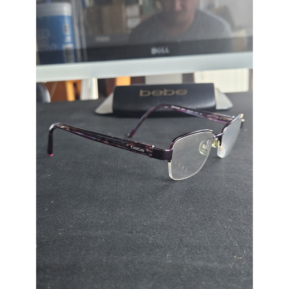 Bebe Tough Cookie BB5127 Plum Semi-Rimless Eyeglass Frames 51-17-140 Case